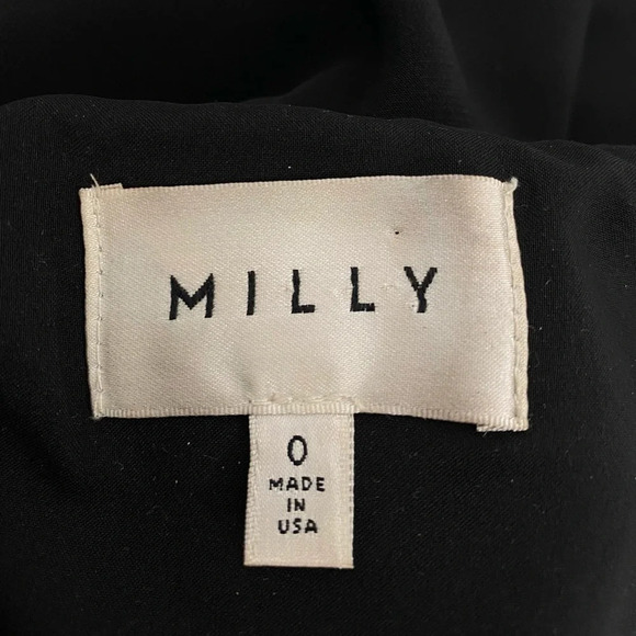 Milly Asymmetrical Ruffle Spaghetti Strap Black Dress Stretch Cocktail Size 0 - Picture 8 of 12